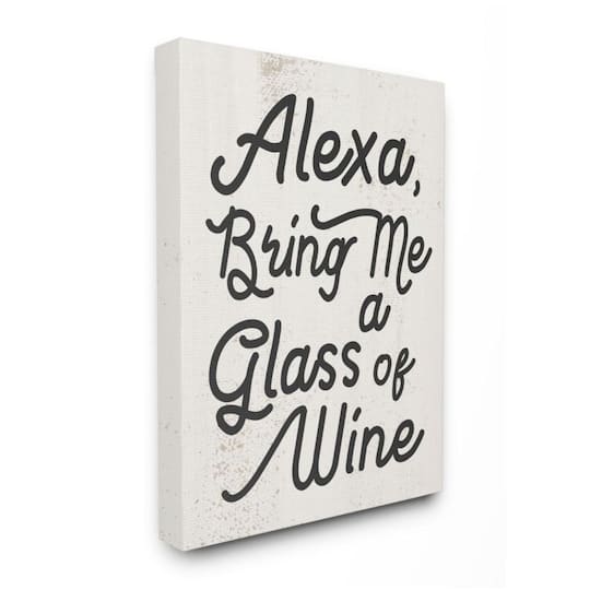 Stupell Industries Alexa Bring Me Wine Distressed Kitchen Sign Wall Accent